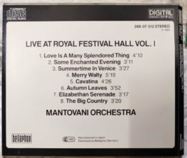 Mantovani Orchestra Live at Royal Festival Hall Vol 1 Audio cd