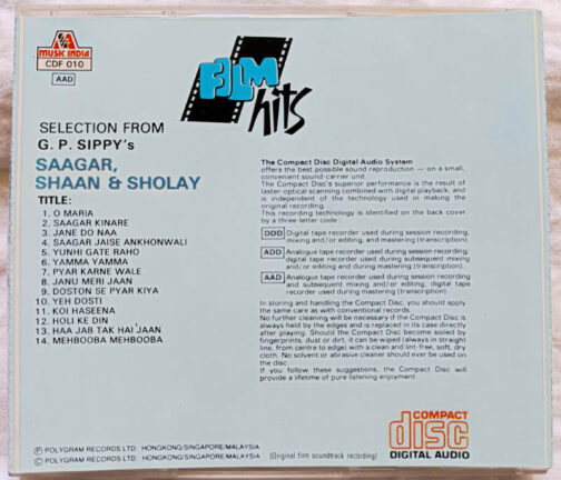 Saagar - Shaan & Sholay Hindi Audio CD