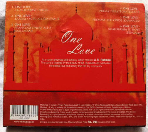 A. R. Rahman One Love Tamil Audio cd