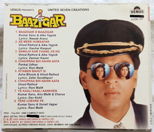 Baazigar Hindi Audio Cassette By Anu Malik