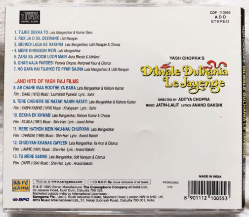 Dilwale Dulhania Le Jayenge Audio CD By Jatin Lalit