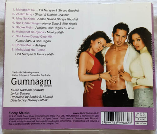 Gumnaam Hindi Audio CD By Nadeem Shravan