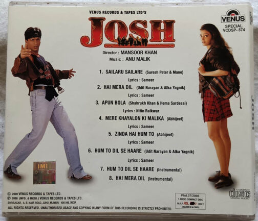 Josh Hindi Audio cd By Anu Malik