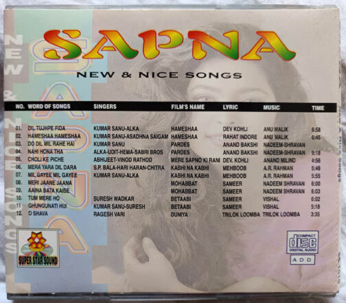 Sapna New 7 Nice songs Hindi Audio cd