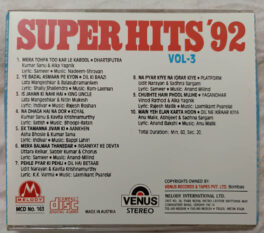 Super Hits 92 Vol 3 Hindi Audio cd