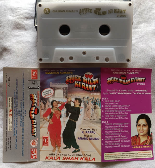 Aayee Milan Ki Raat Hindi Film Songs Audio cassette By Anand Milind