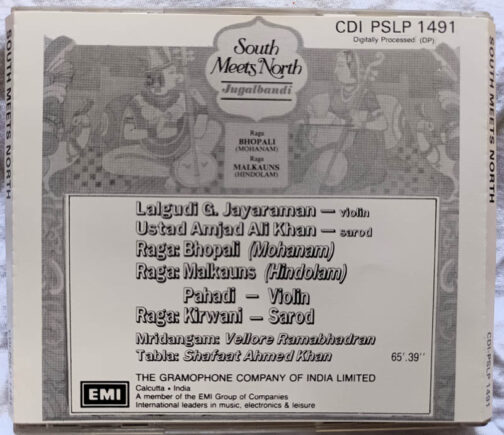 South Meets North Lalgudi G Jayaraman Voilin Ustad Amjad Ali Khan Sarod Audio cd