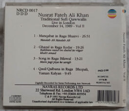 Nusrat Fateh Ali Khan Traditional Sufi Qawwalis Live in London Vol 2 Audio cd