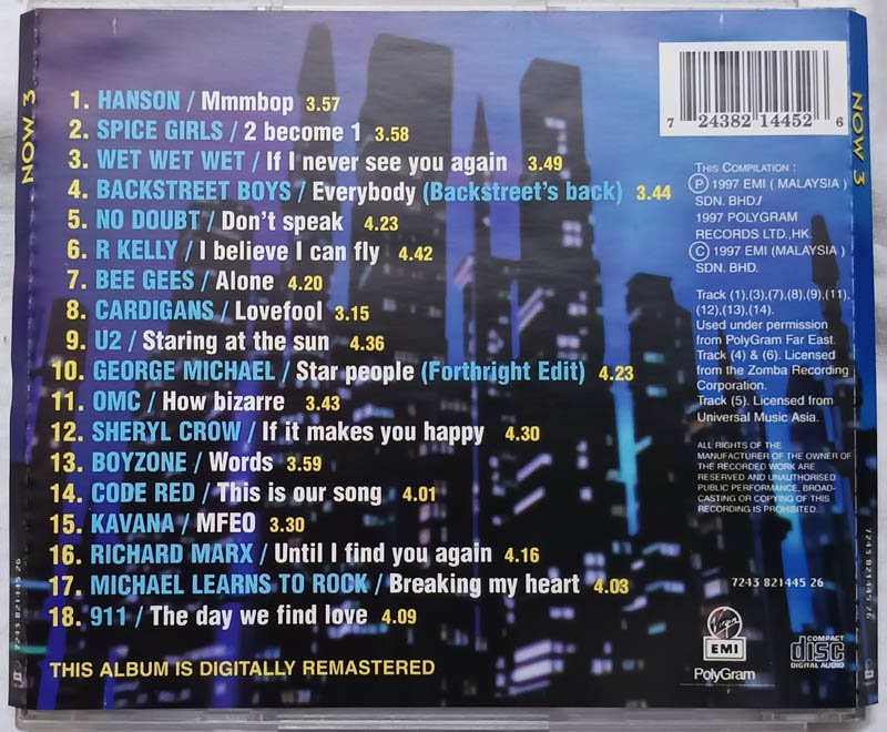 18 Sensational Hits Now thats what i call music 3 Audio cd