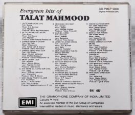 Evergreen Hits of Talat Mahmood Hindi Audio Cd