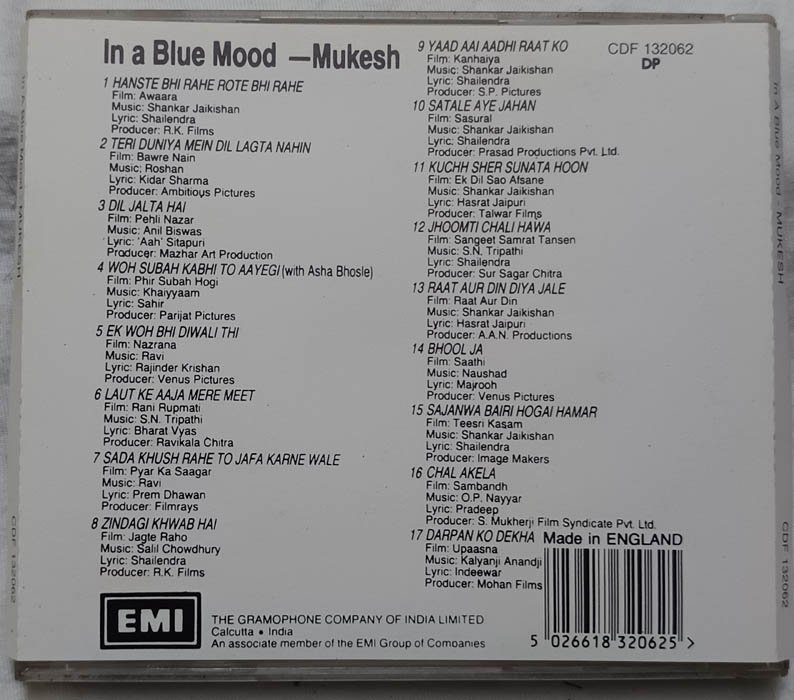 In a Blue Mood Mukesh Audio Cd