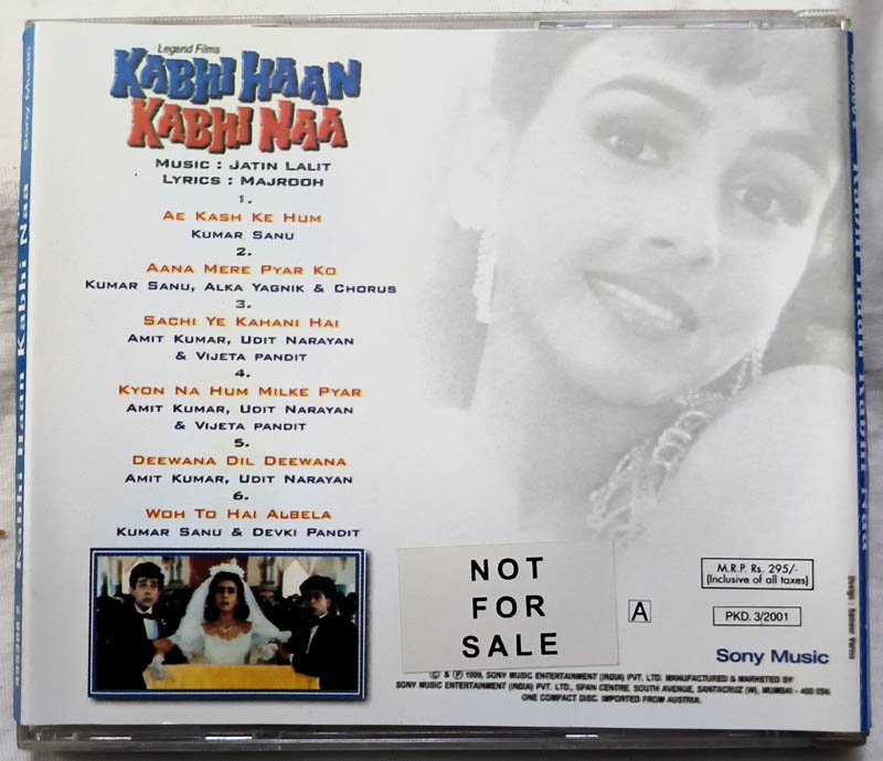 Kabhi Khan Kabhi Naa Audio cd By Jatin Lalit