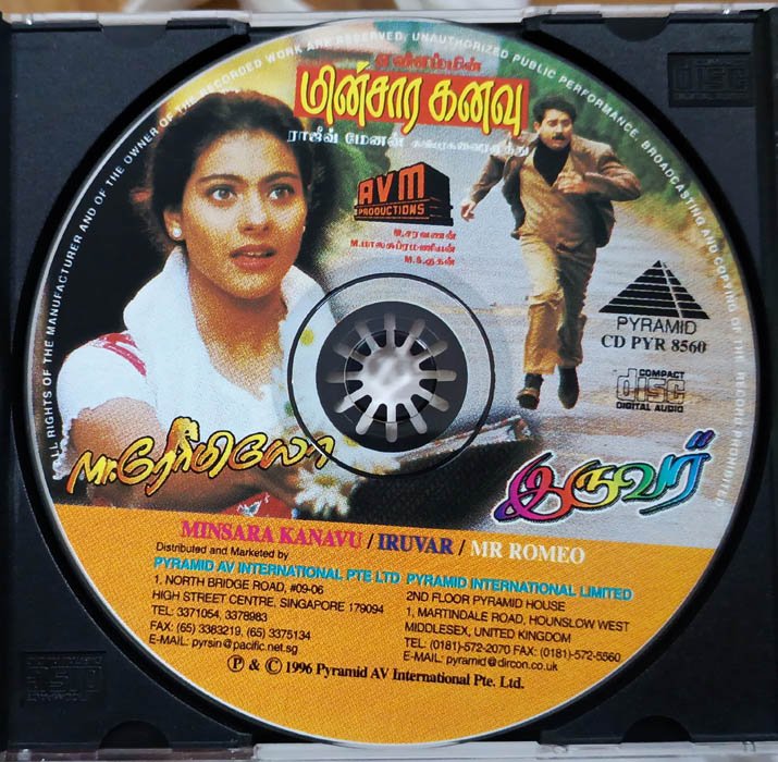 Minsara Kanavu - Iruvar- Mr. Romeo Tamil Audio CD by AR Rahman