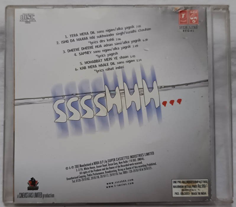 SSSSHH Hindi Audio CD By Anu Malik