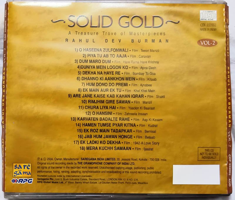 Solid Gold Rahul Dev Burman Vol.2 Hindi Audio Cd