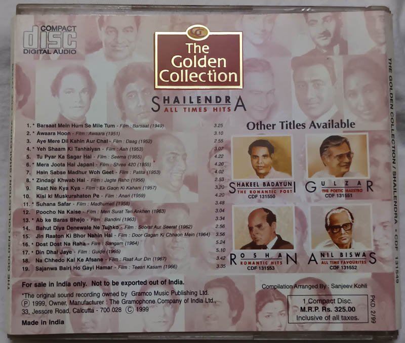 The Golden Collection Shalendra All Time Hits Audio Cd