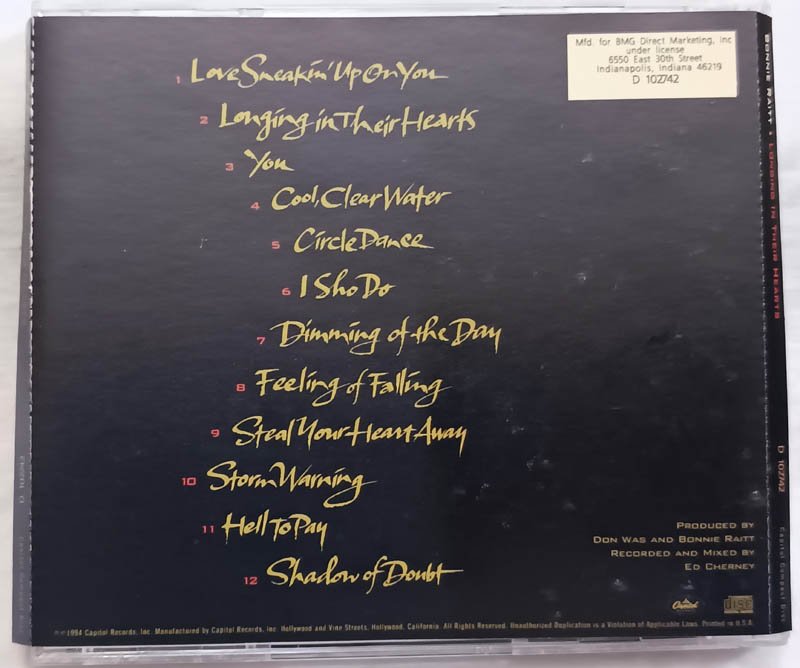 Bonnie Raitt Longing In Their Hearts Audio Cd.