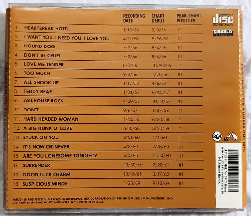 Elvis Presley The Number One Hit Audio Cd