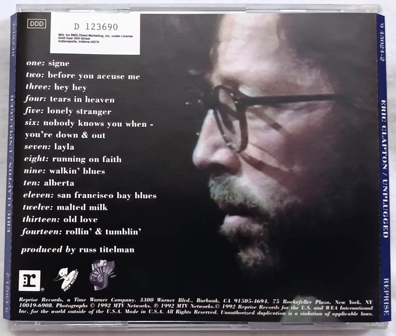 Eric Clapton Unplugged Audio Cd.