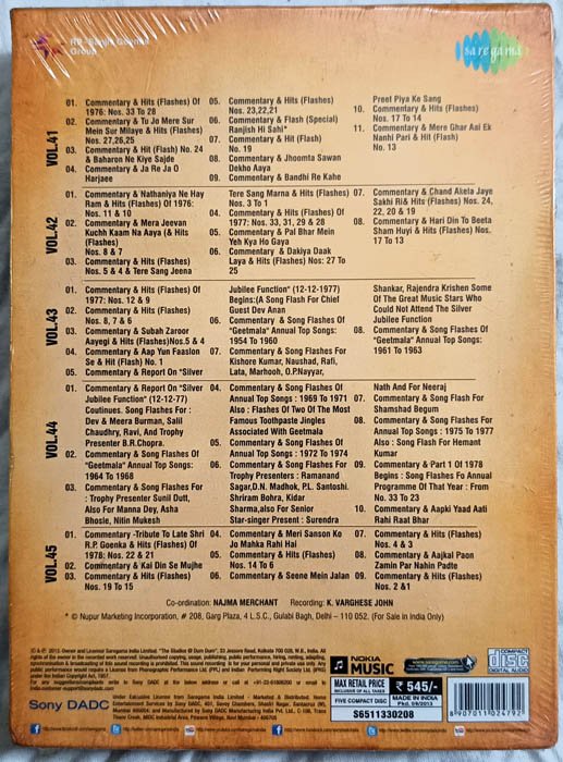 Geetmala Ki Chhaon Mein Volume-41-45 Hindi Audio Cd