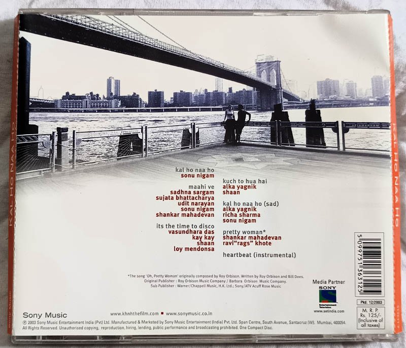 Kal Ho Naa Ho Hindi Audio Cd By Shankar Ehsaan Loy