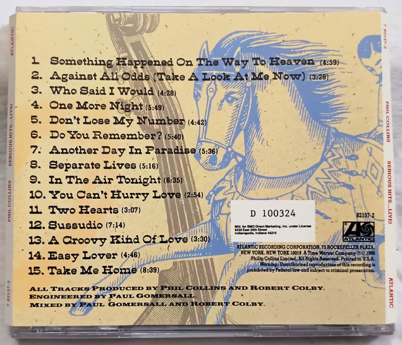 Phil Collins Serious Hits Live Audio Cd.