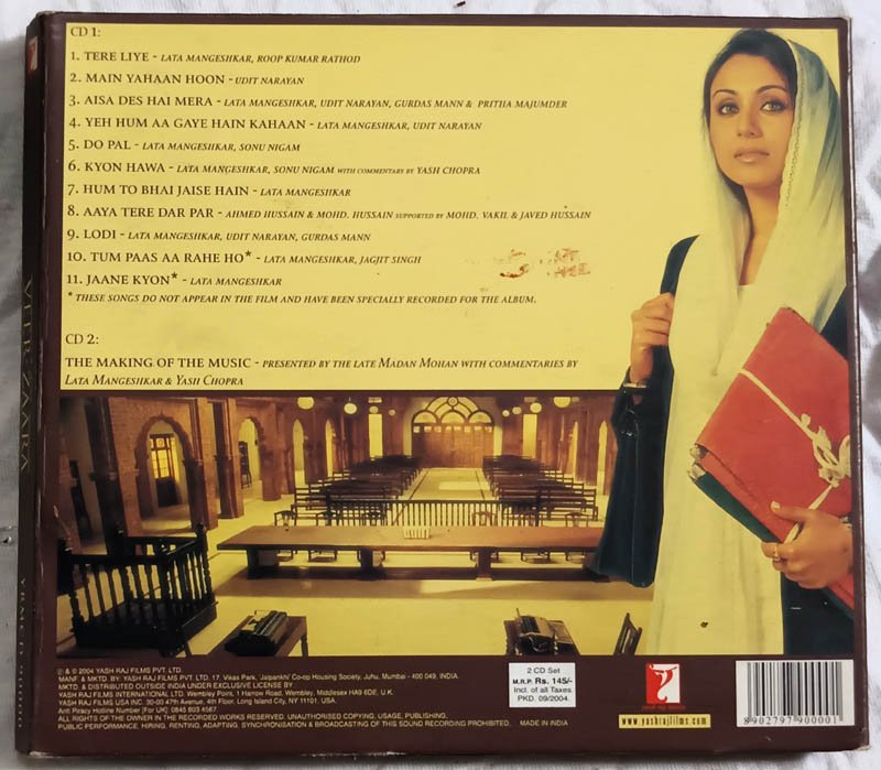 Veer-Zaara Hindi Audio Cd By Madan Mohan