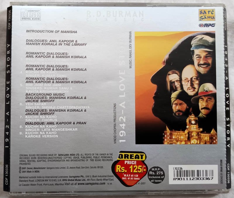 1942 A Love Story Classic Forever Hindi Audio Cd