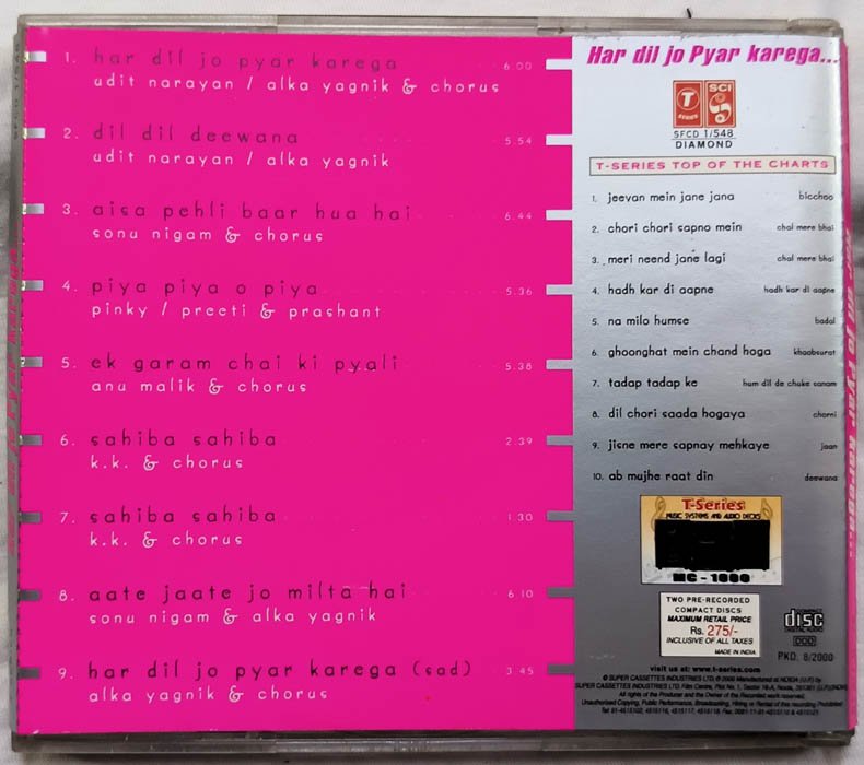 Har Dil Jo Pyar Karega Hindi Audio Cd By Anu Malik