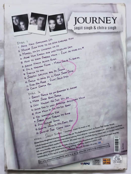 Journey Jagjit Singh & Chitra Singh Audio cd