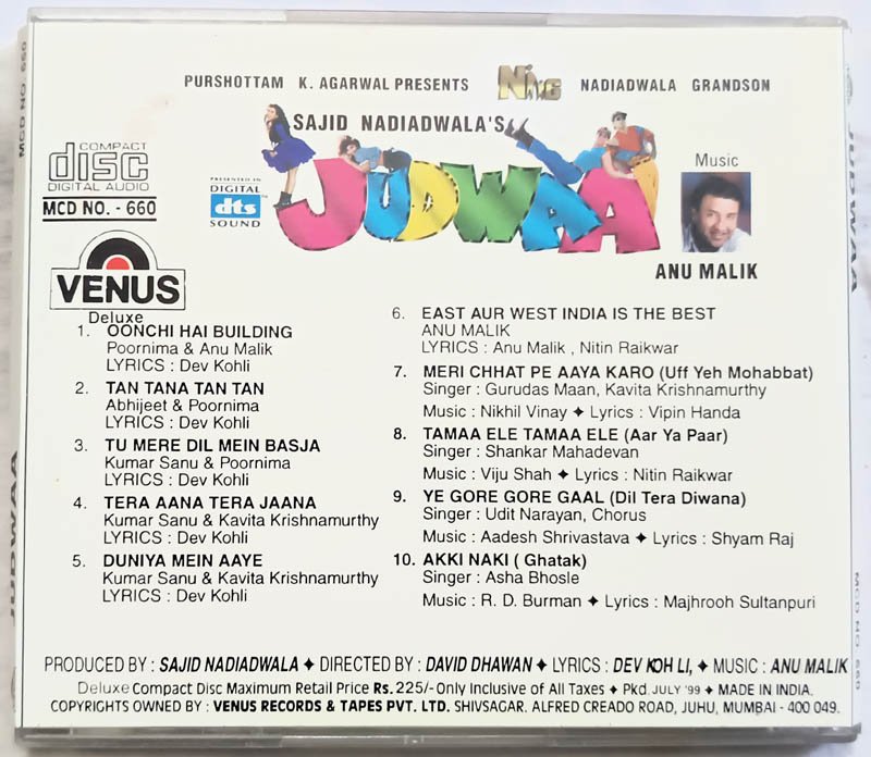 Judwaa Audio Cd By Anu Malik