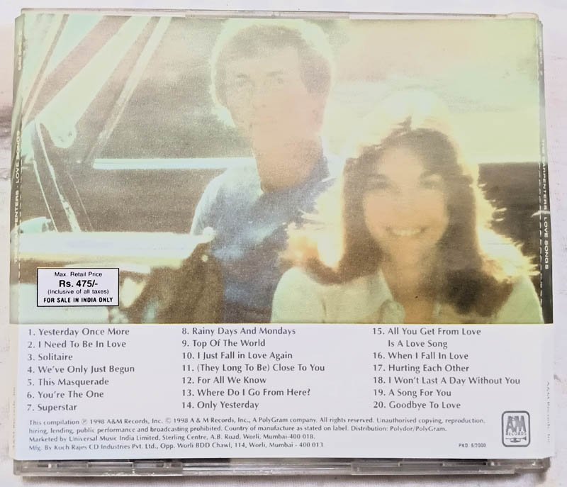 Love Songs Carpenters Audio cd