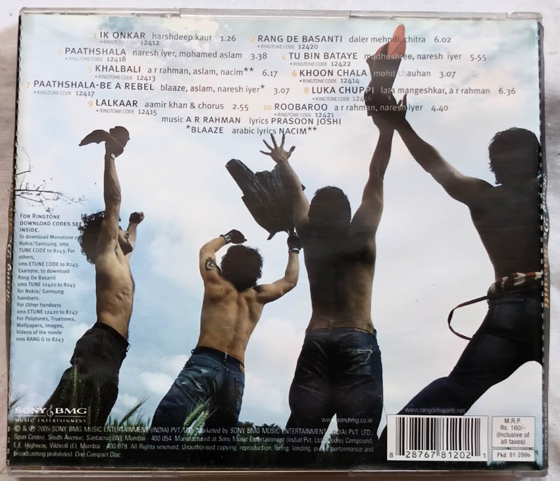 Rang De Basanti Hindi Audio CD By A.R. Rahman