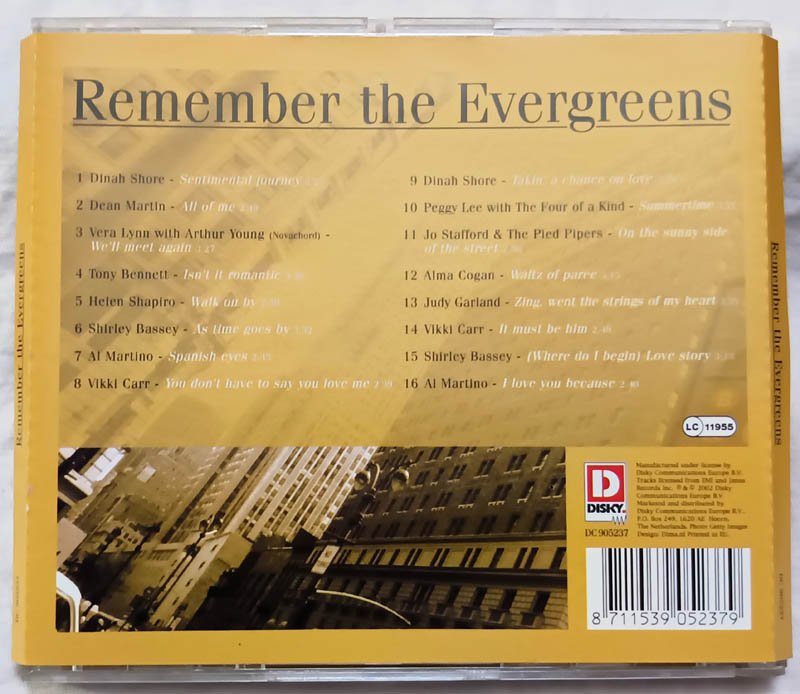 Remember The Evergreens Audio Cd
