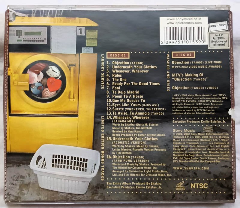 Shakira Laundry Service Washed And Dried Audio Cd
