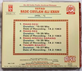 Ustad Bade Ghulam Ali Khan Vol 1 Hindi Audio cd