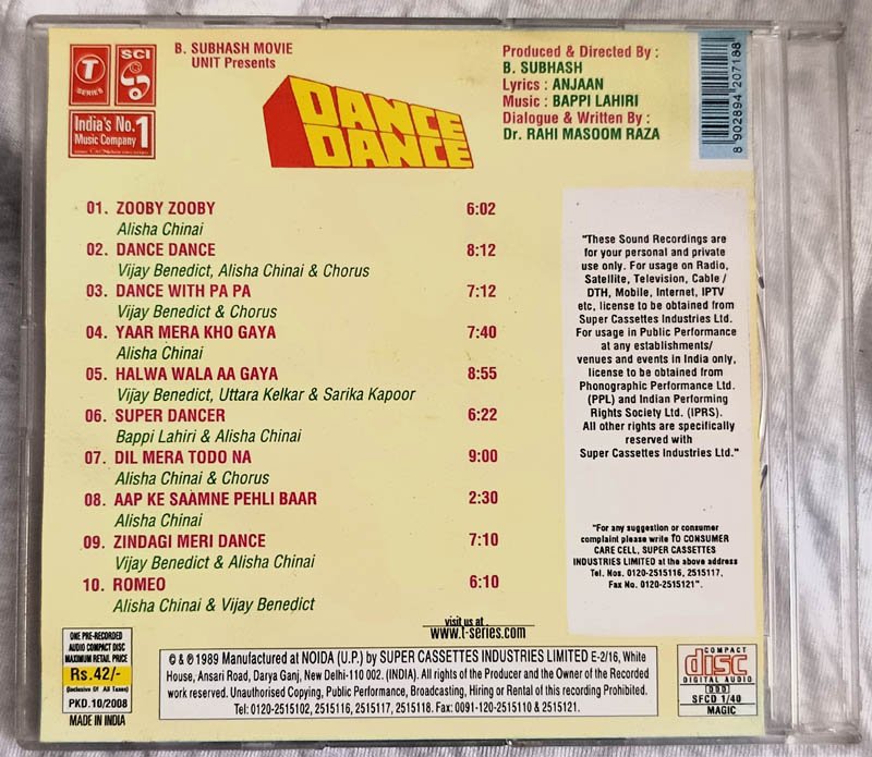 Dance Dance Hindi Audio CD By Bappi Lahari