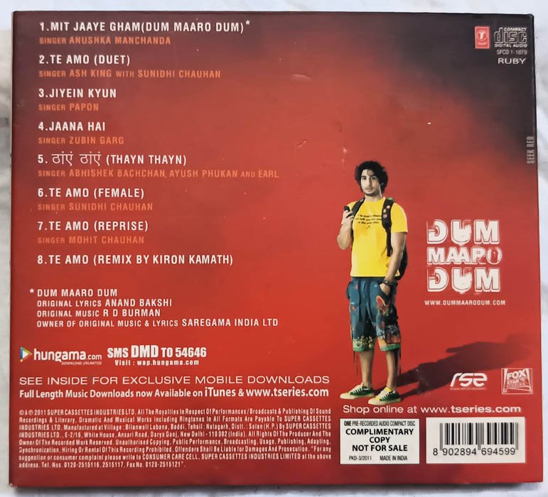 Dum Maaro Dum Hindi Audio cd