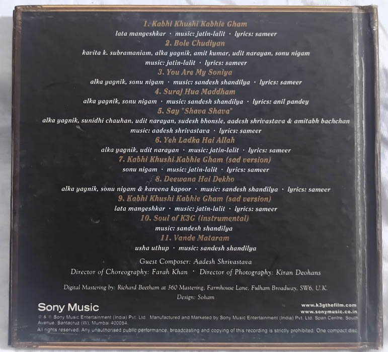 Kabhi Khushi Kabhi Gham Hindi Audio CD