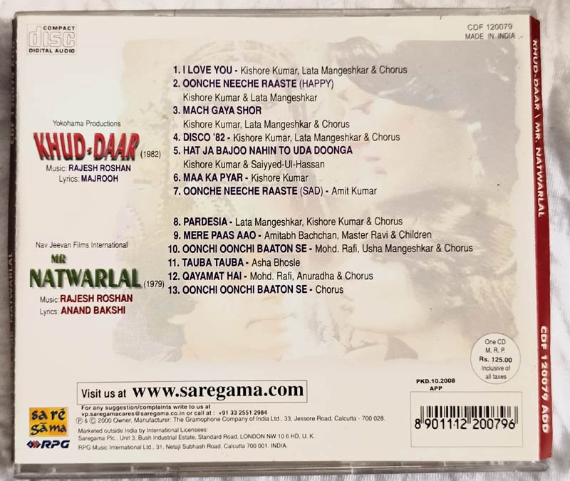 Khud Daar - Mr Natwarlal Hindi Audio cd