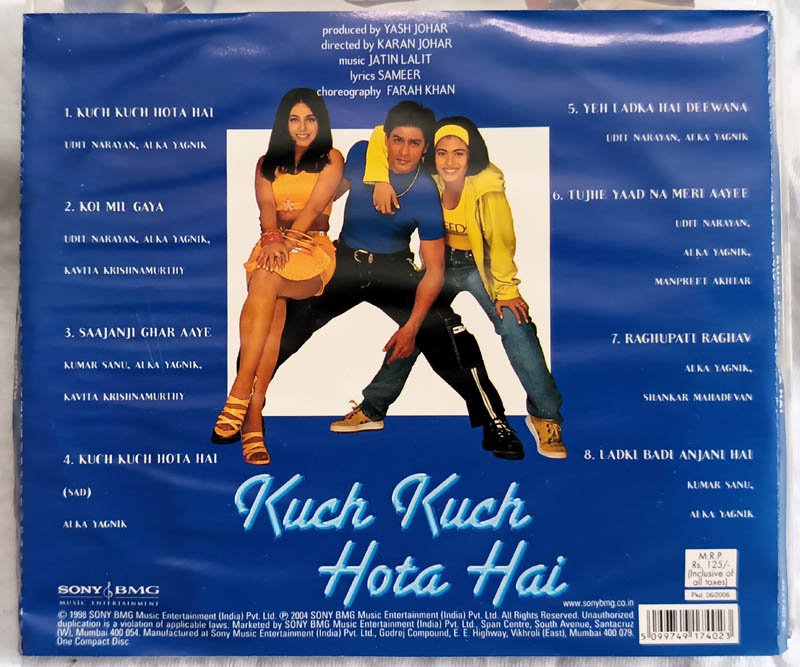 Kuch Kuch Hota Hai Hindi Audio Cd By Jatin Lalit