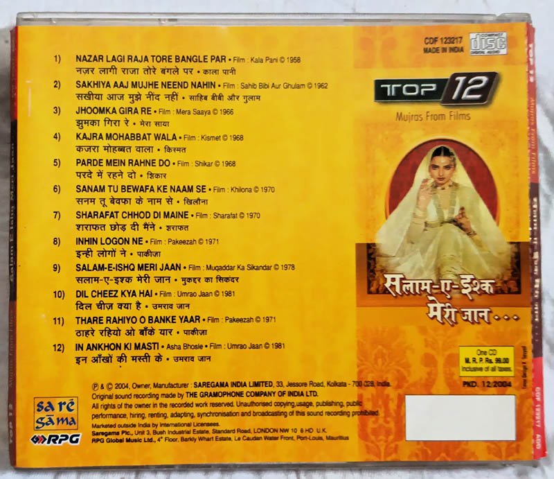 Salam E Ishq Meri Jaan Mujras From Films Hindi Audio cd