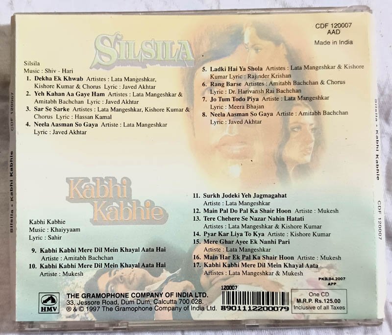 Silsila - Kabhi Kabhie Audio cd