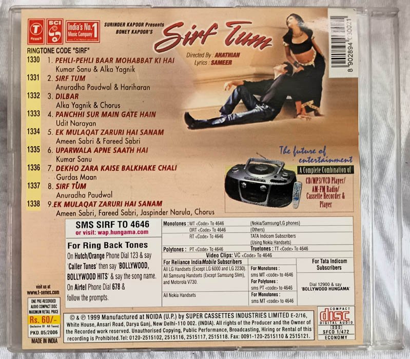 Sirf Tum Hindi Audio CD by Nadeem Saifee