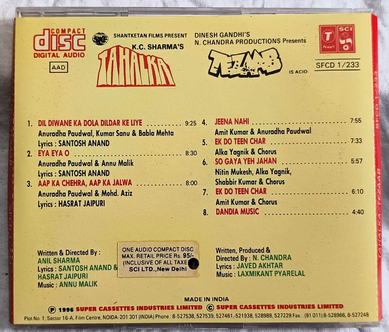 Tahalka - Tezaab Hindi Audio cd