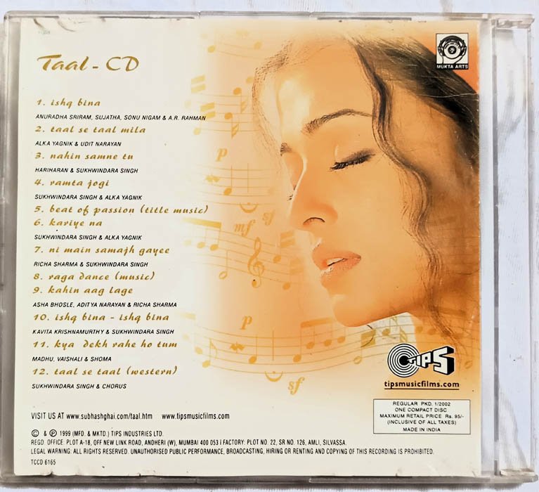 Taal Hindi Audio Cd By A.R.Rahman.