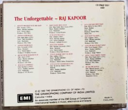 The Unforgettable Raj Kapoor Hindi Film Audio cd