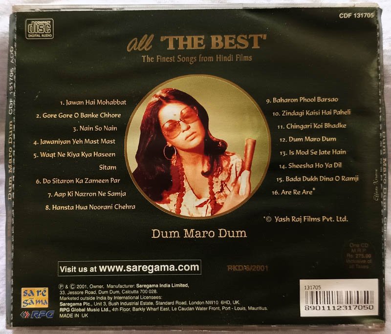 Dum Maro Dum All The Best The Finest Songs from Hindi Films Audio Cassette