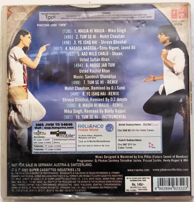 Hindi Audio Cd Film Jab We Met Music Pritam