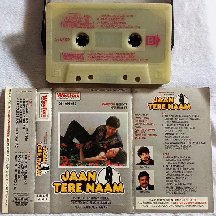 Jaan Tere Naam Hindi Audio cassette Music Nadeem Shravan